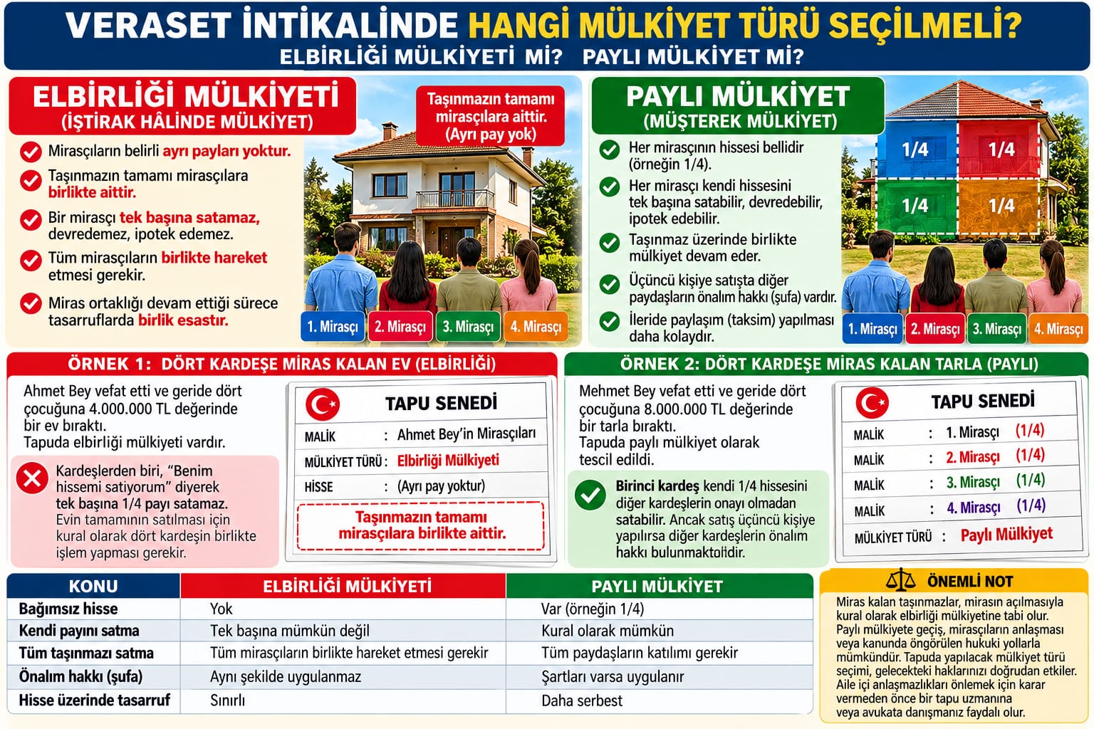 Veraset intikalinde el birliği mülkiyeti mi paylı mülkiyet mi tercih edilmeli